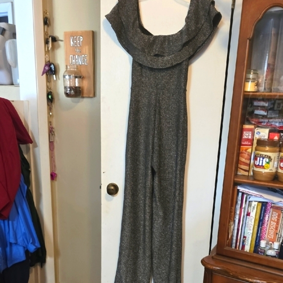 Fashion Nova Shimmering Silver Jumpsuit - Picture 3 of 3